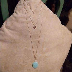 Gold Multi-layered Circular Solid & Jade Necklace